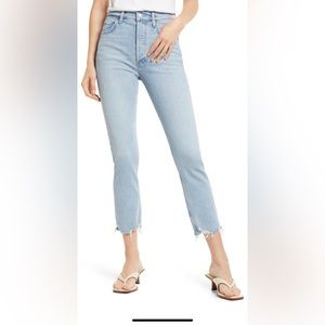 Agolde - Riley High Waist Chewed Hem Jeans